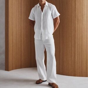 NWT Quince Bundle of 2x  100% European Linen Relaxed Short Sleeve Shirts